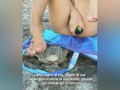 Masturbating on a public beach ends up jerking off to a stranger