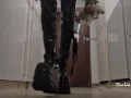 Flowers get crushed by my big latex platform boots 