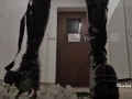 Flowers get crushed by my big latex platform boots 