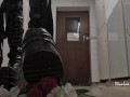 Flowers get crushed by my big latex platform boots 