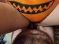 Sexy pregnant pumpkin squirting on big cock