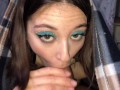 Close Up POV Blowjob & Cum in mouth & Sucks dick under the covers