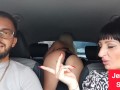 Jennyfer Stone shows her big ass and her pussy in the car