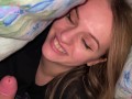 UNDER THE BLANKET TO GIVE HIM A BLOWJOB