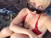 risky public flash, beach, gorgeous milf