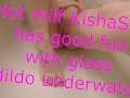 Hot milf KishaSPB have a fun with glass dildo underwater.Bathroom solo play.Wet toys masturbation