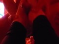 Sissy boy fucking my feet with huge cum shot!