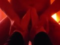Sissy boy fucking my feet with huge cum shot!