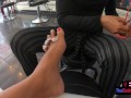 Pedicure for the Asian teen girlfriend and a footjob by her afterwards