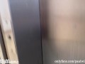 Sexy fitness trainer walks naked to the street and masturbates on public elevator. Very Risky