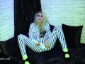 Kittyjuice Non-nude masturbation in stripped leggings