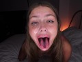 HE DELETED MY THROAT! extreme sloppy deepthroat, fuck with cum on face