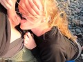 CUM IN MY MOUTH - hot risky public beach blowjob on first tinder date