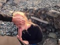 CUM IN MY MOUTH - hot risky public beach blowjob on first tinder date