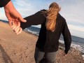 CUM IN MY MOUTH - hot risky public beach blowjob on first tinder date
