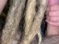 Blond with dreads sucking my big white cock