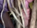 Blonde Dreadlock girl EXTREME close up blowjob