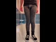 Pissing My Skinny Jeans And Sneakers After A Rainy Walk In The Forest