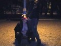 A submissive slut wife takes my piss in her mouth in a public park