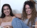 Lesbian Couple Play With a Double Dildo