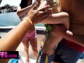 BFFS - Sexy Friends In Tiny Swimsuits Join Their Friend For A Boat Ride And Dick Sucking Competition