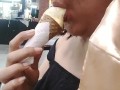 EATING and LICKING ice cream YUMMY/ COLD ON MY TONGUE/ model rebecca 