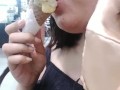 EATING and LICKING ice cream YUMMY/ COLD ON MY TONGUE/ model rebecca 