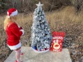 Hiker Spies on Horny Mrs. Claus while she MASTURBATES outdoors! He gets a HOLIDAY SURPRISE!