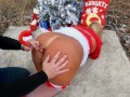 Hiker Spies on Horny Mrs. Claus while she MASTURBATES outdoors! He gets a HOLIDAY SURPRISE!