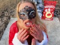 Hiker Spies on Horny Mrs. Claus while she MASTURBATES outdoors! He gets a HOLIDAY SURPRISE!