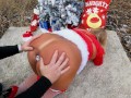 Hiker Spies on Horny Mrs. Claus while she MASTURBATES outdoors! He gets a HOLIDAY SURPRISE!