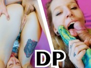 hard ANAL fuck + DP with toy / TATTOO PUNK girl gets DEEP THROAT facefucked, ATM, gape (goth alt)