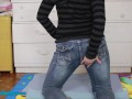 Soaking her jeans in piss