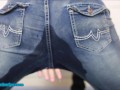 Soaking her jeans in piss