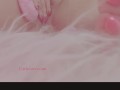 Cute socks and pussy play in a soft pink setting! 
