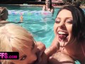 BFFS - Charming College Besties Suck Gigantic Cock While Swimming In The Pool And Ride It Like A Pro