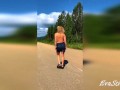 blonde beauty pissing on the road