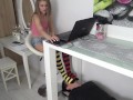 Teen Mistress Sock Smelling Footrest!