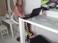 Teen Mistress Sock Smelling Footrest!