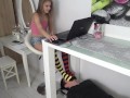 Teen Mistress Sock Smelling Footrest!