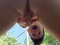 fingerfucking my tight cunt and squiring in yard- public masturbation pawg multiple orgasms