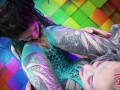 Tattoo teens female domination, ANAL fuck, strap on, gaping ass, prolapse, crazy big toys