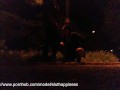 A slut's wife shamelessly drinks piss and cum in a public park