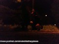 A slut's wife shamelessly drinks piss and cum in a public park