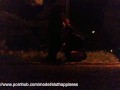 A slut's wife shamelessly drinks piss and cum in a public park