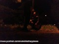 A slut's wife shamelessly drinks piss and cum in a public park
