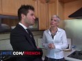 Sexy short hair milf gets sodomized in her kitchen