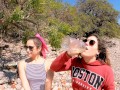 drinking pee with my best friend "belle amore" in the public park and peeing in public bathroom -4k-