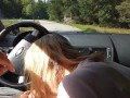 Milf sucking dick on the parking by the public road. Public cock sucking and cumshot