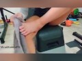 feet need pedicure. Pedicure session for fetishists and long socks. Footjob